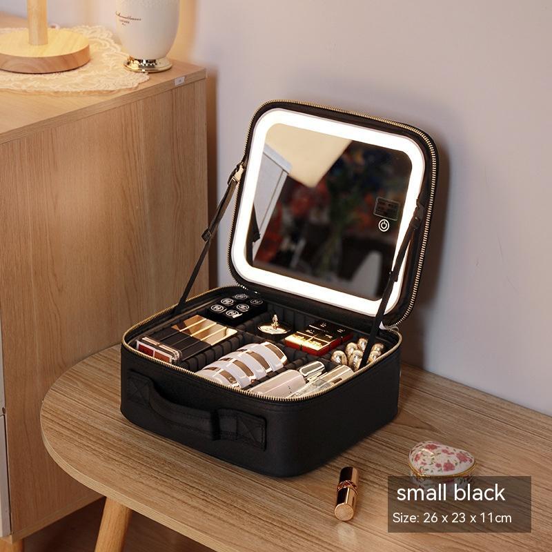Mirror And LED Light Cosmetic Bag Skin Care Storage Box - Beauty Jar