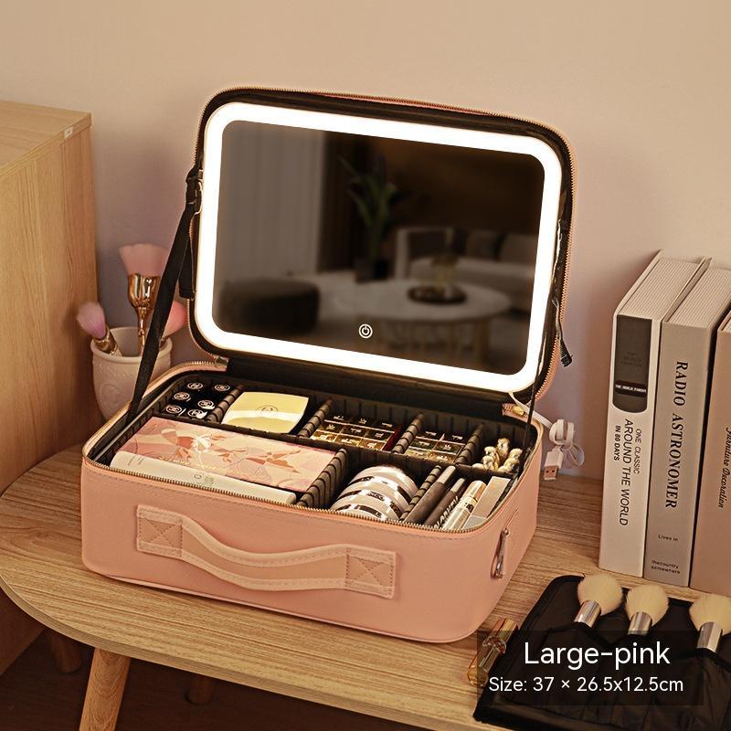Mirror And LED Light Cosmetic Bag Skin Care Storage Box - Beauty Jar
