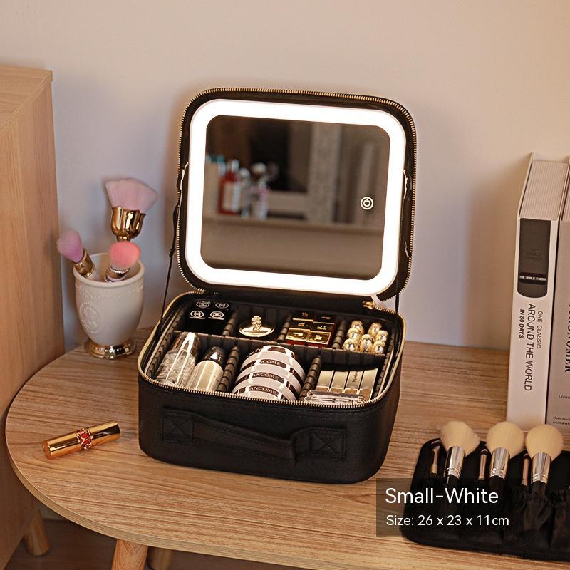 Mirror And LED Light Cosmetic Bag Skin Care Storage Box - Beauty Jar