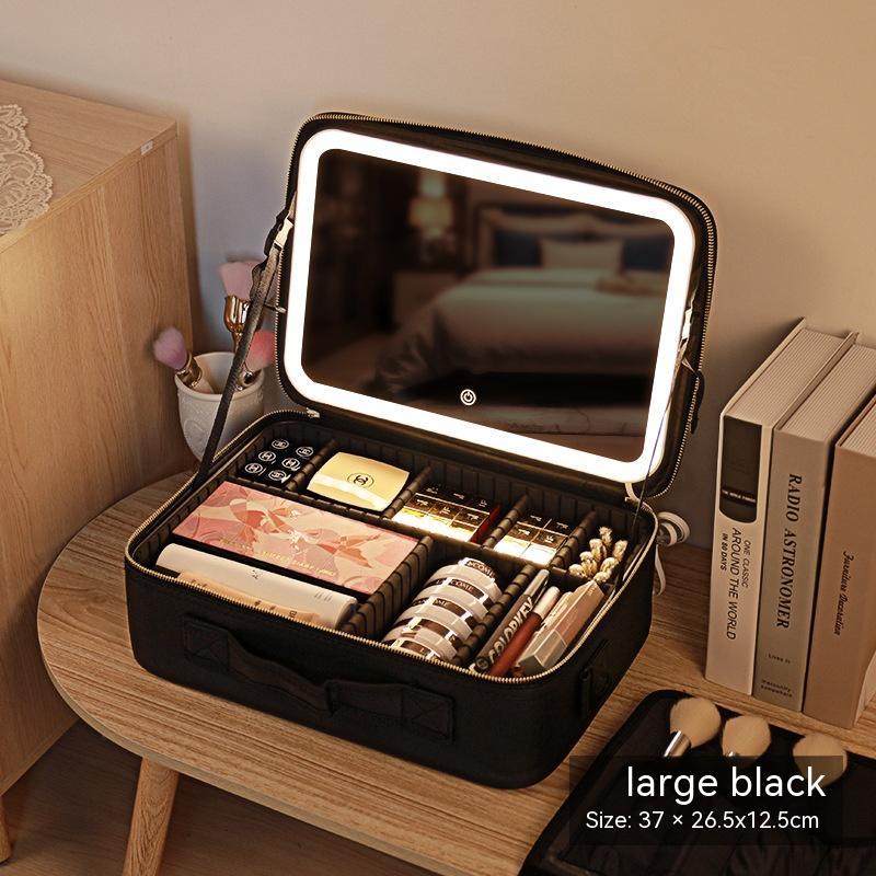 Mirror And LED Light Cosmetic Bag Skin Care Storage Box - Beauty Jar