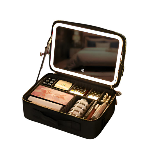 Mirror And LED Light Cosmetic Bag Skin Care Storage Box - Beauty Jar