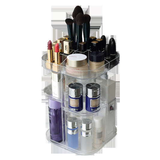 360 Rotating Cosmetics Storage Box Transparent