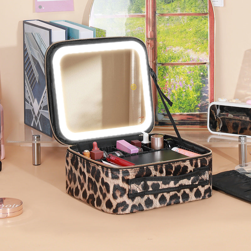 Mirror And LED Light Cosmetic Bag Skin Care Storage Box - Beauty Jar