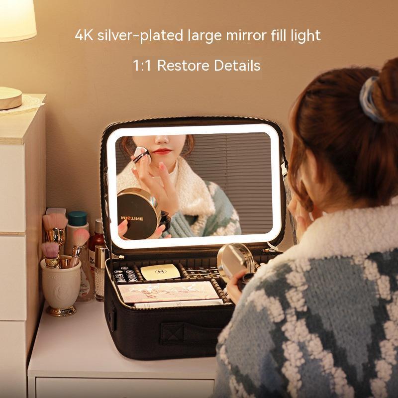 Mirror And LED Light Cosmetic Bag Skin Care Storage Box - Beauty Jar