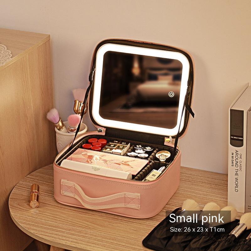 Mirror And LED Light Cosmetic Bag Skin Care Storage Box - Beauty Jar
