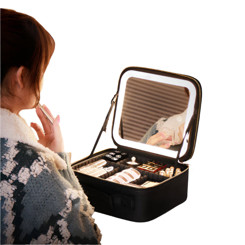 Mirror And LED Light Cosmetic Bag Skin Care Storage Box - Beauty Jar
